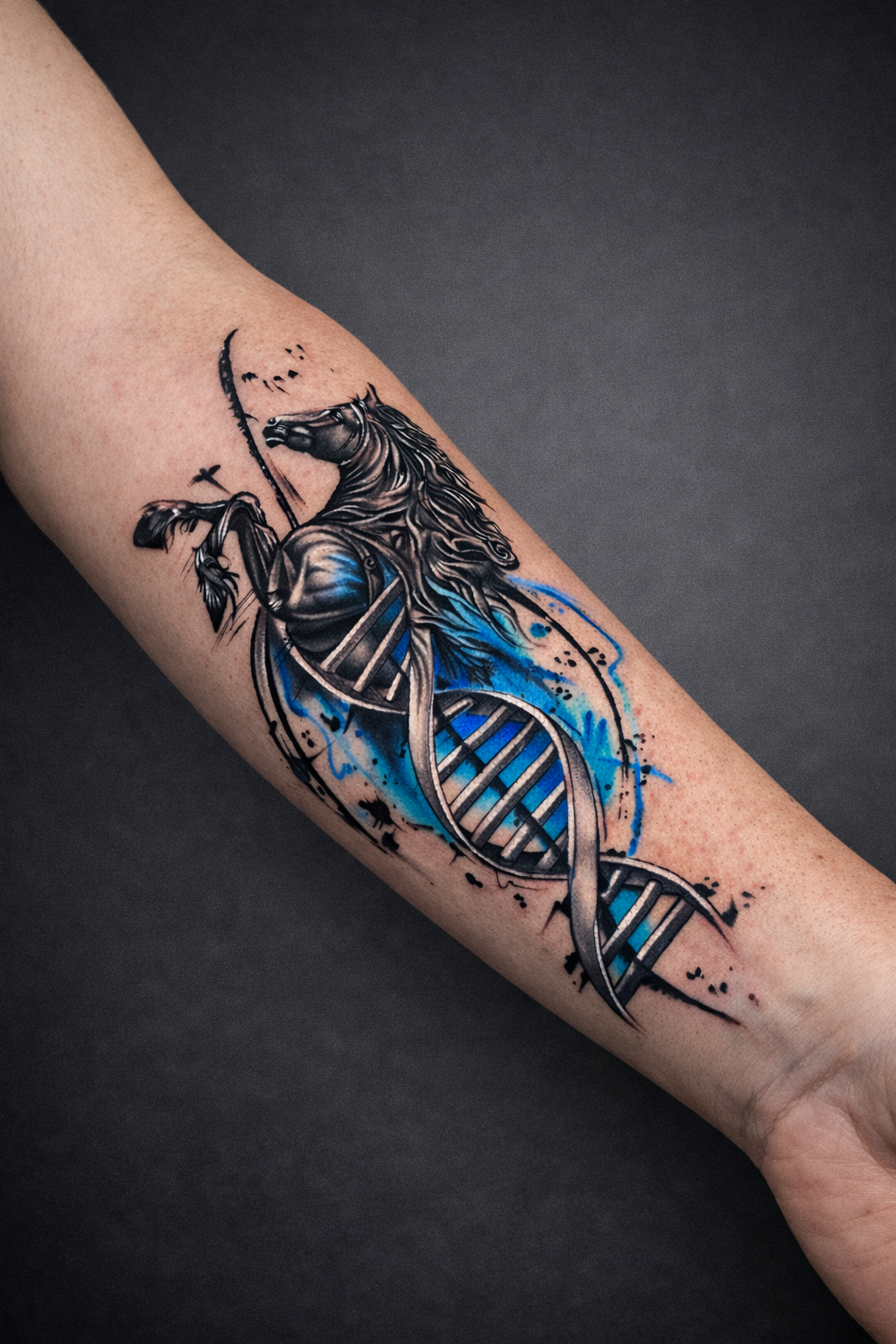 Horse DNA fine line tattoo çalışması